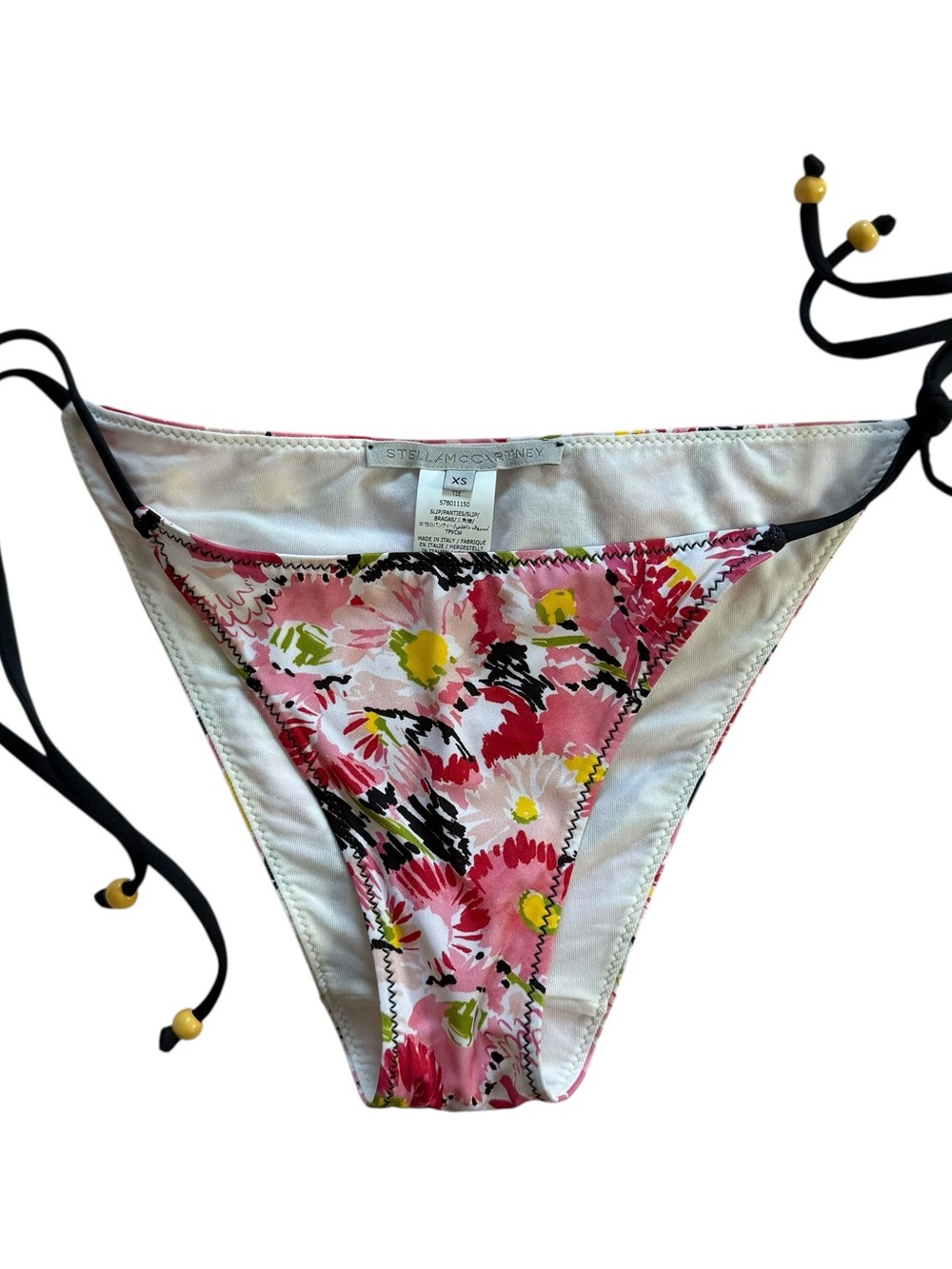 Stella McCartney Pink Yellow Floral Tie-Side Bikini Bottom XS - Picture 4 of 7